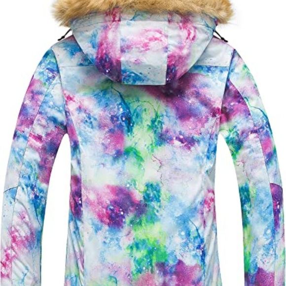 Pursky Women's Waterproof Ski Jacket Winter Snow Coats Fur Hooded Raincoat Parka - Picture 3 of 3